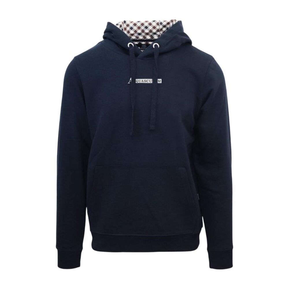 Aquascutum Mens Lettering Hoodie / Navy